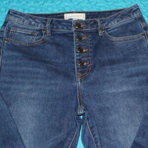 HARPER HERITAGE JEANS HIGH RISE SKINNY EXPOSED FRONT BUTTON FLY STRETCH W27